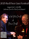 Poster for the 2025 Red Deer Jazz Festival, presented by the Red Deer Community for Jazz Music