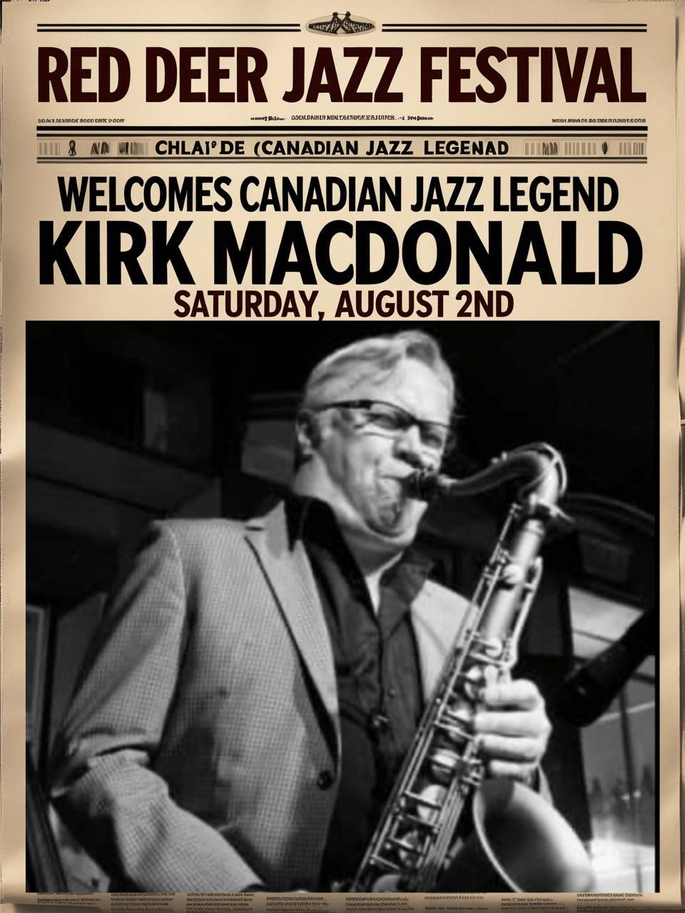 Breaking News:  Red Deer Hosts Canadian Jazz Legend –  Saturday, August&nbsp;2nd