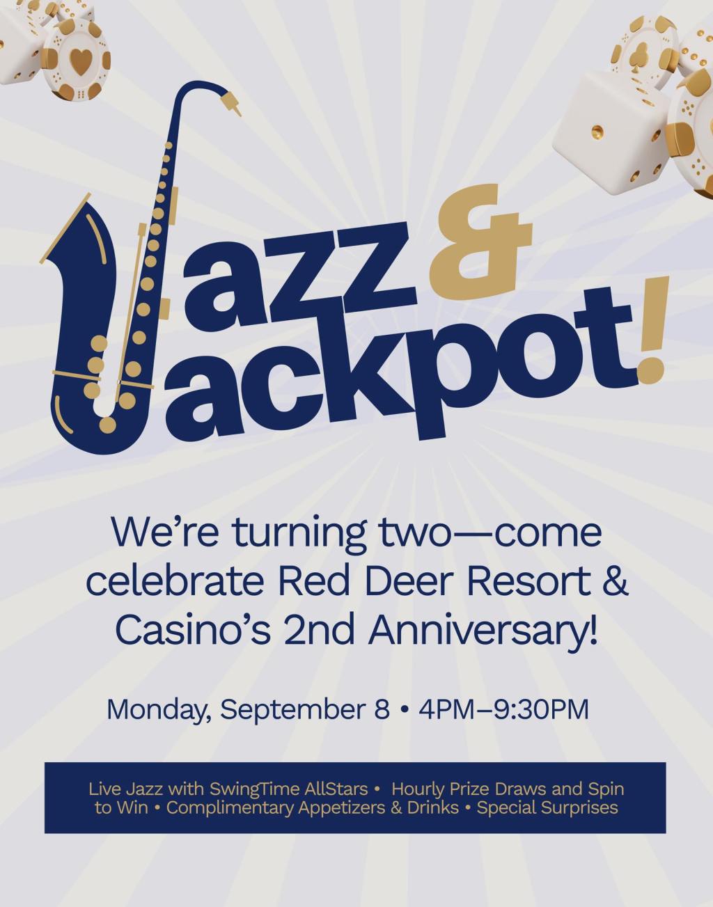 Jazz and Jackpot – Red Deer Resort and Casino 2nd&nbsp;Anniversary